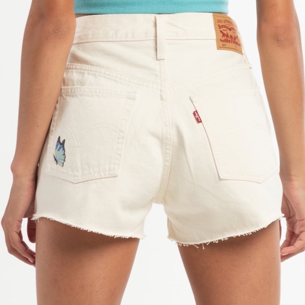 Levi's 501 High Rise Denim Jean Cutoff Shorts Give Me Butterflies Y2K Womens 29 - Picture 12 of 14